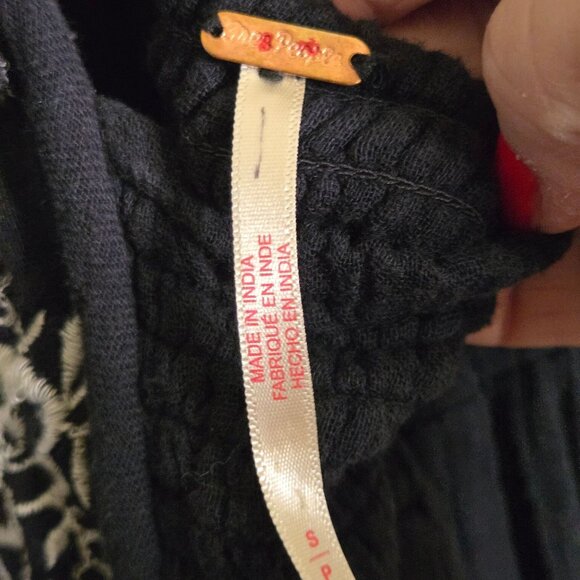 Free People Lovers Lane Maxi Dress Black Embroidered Peasant Size S - Picture 11 of 12